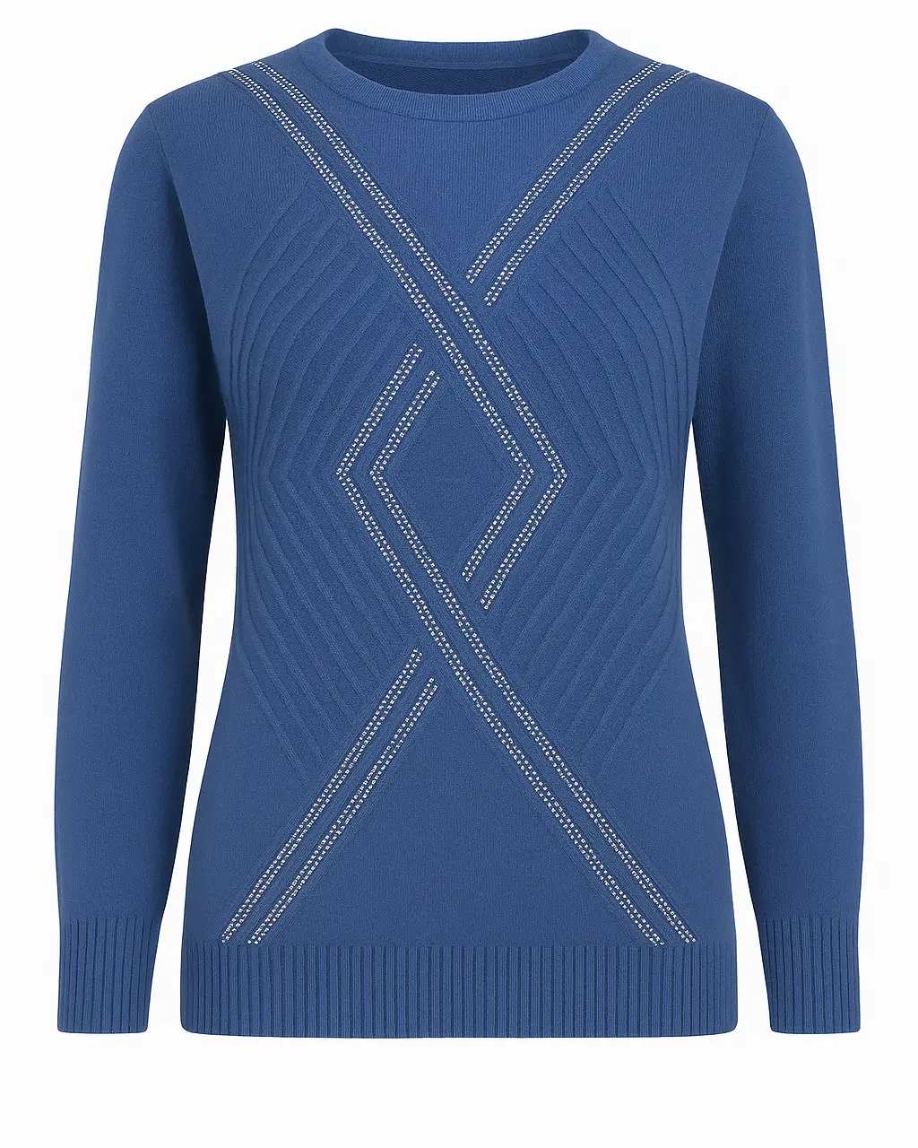 Maglia girocollo con applicazioni frontali DORABELLA XXL / Polvere