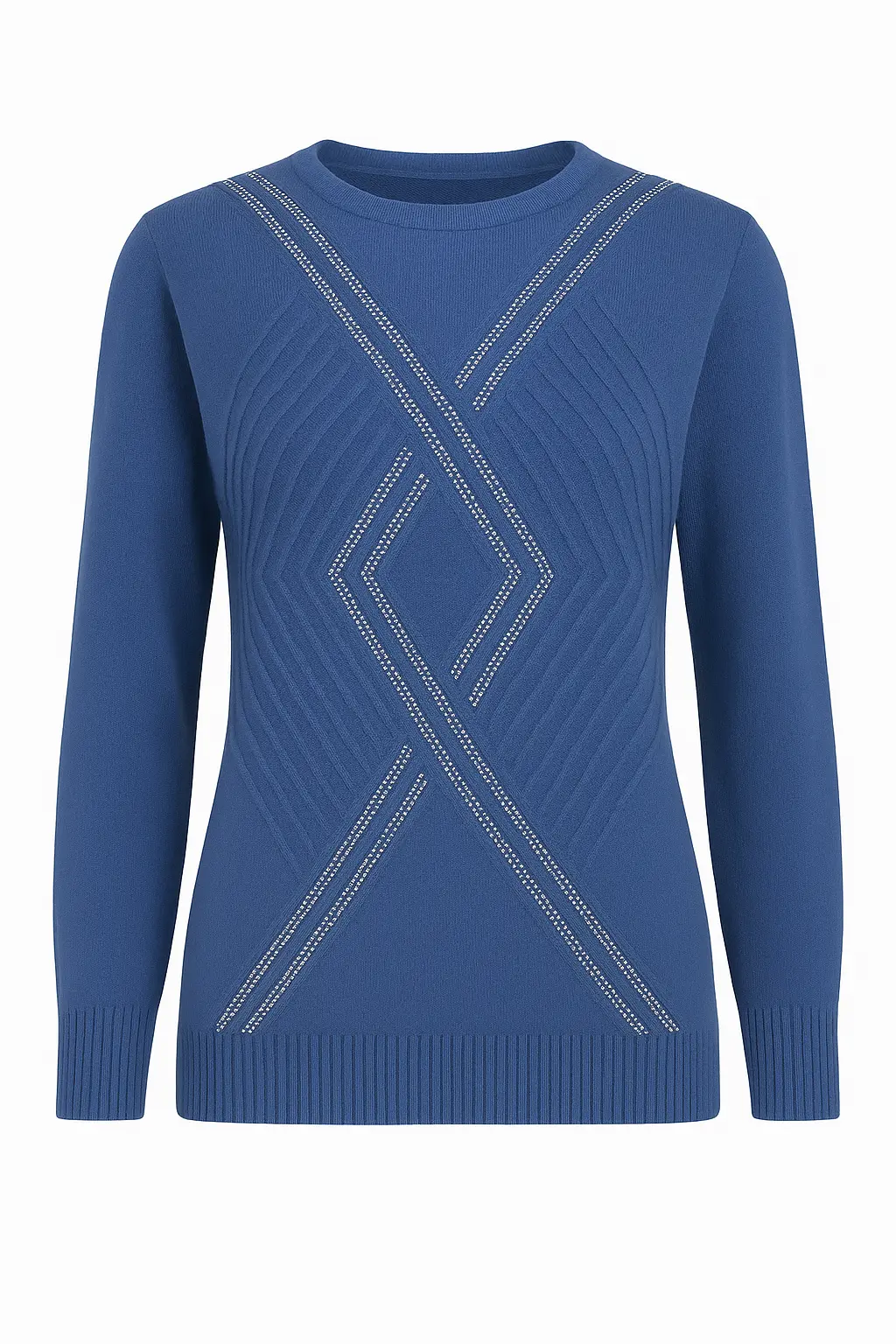 Maglia girocollo con applicazioni frontali DORABELLA XXL / Polvere