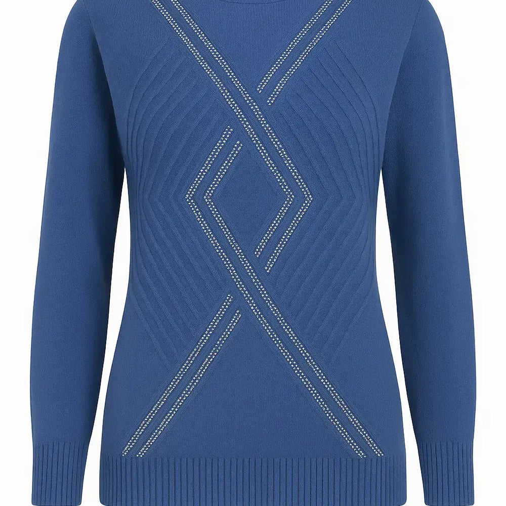 Maglia girocollo con applicazioni frontali DORABELLA XXL / Polvere