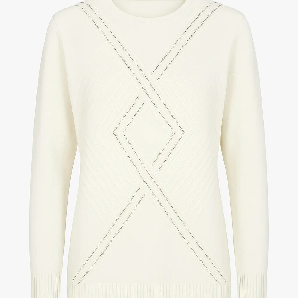 Maglia girocollo con applicazioni frontali DORABELLA XXL / Avorio