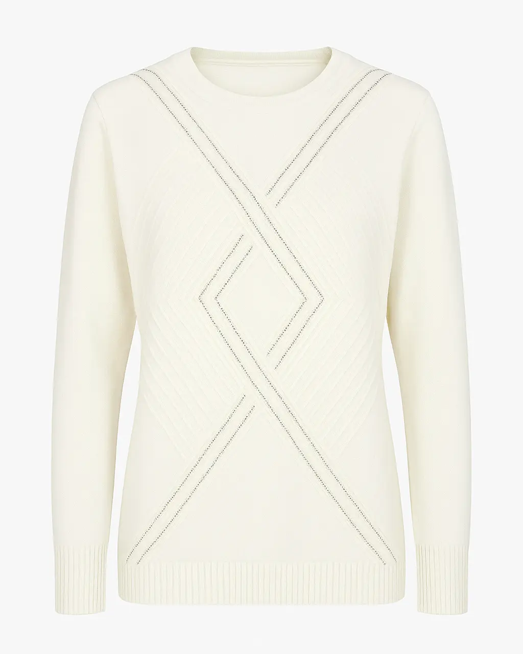 Maglia girocollo con applicazioni frontali DORABELLA XXL / Avorio