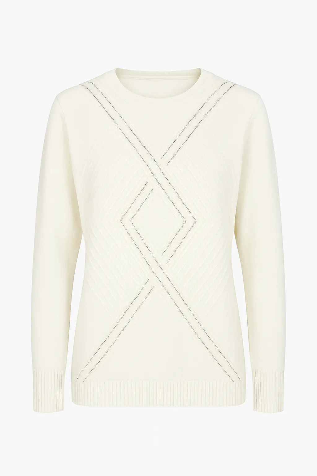 Maglia girocollo con applicazioni frontali DORABELLA XXL / Avorio