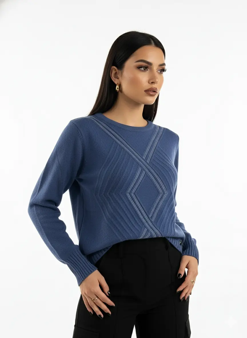 Maglia girocollo con applicazioni frontali DORABELLA