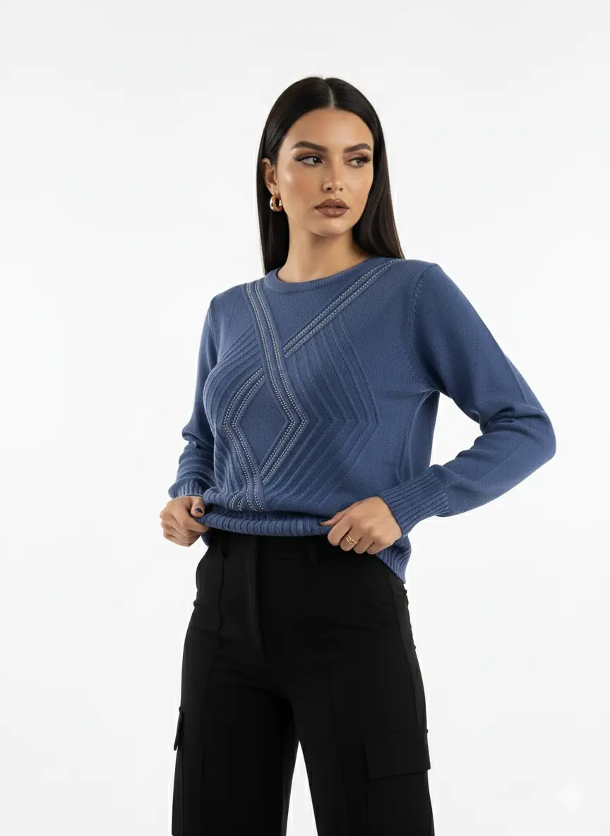 Maglia girocollo con applicazioni frontali DORABELLA