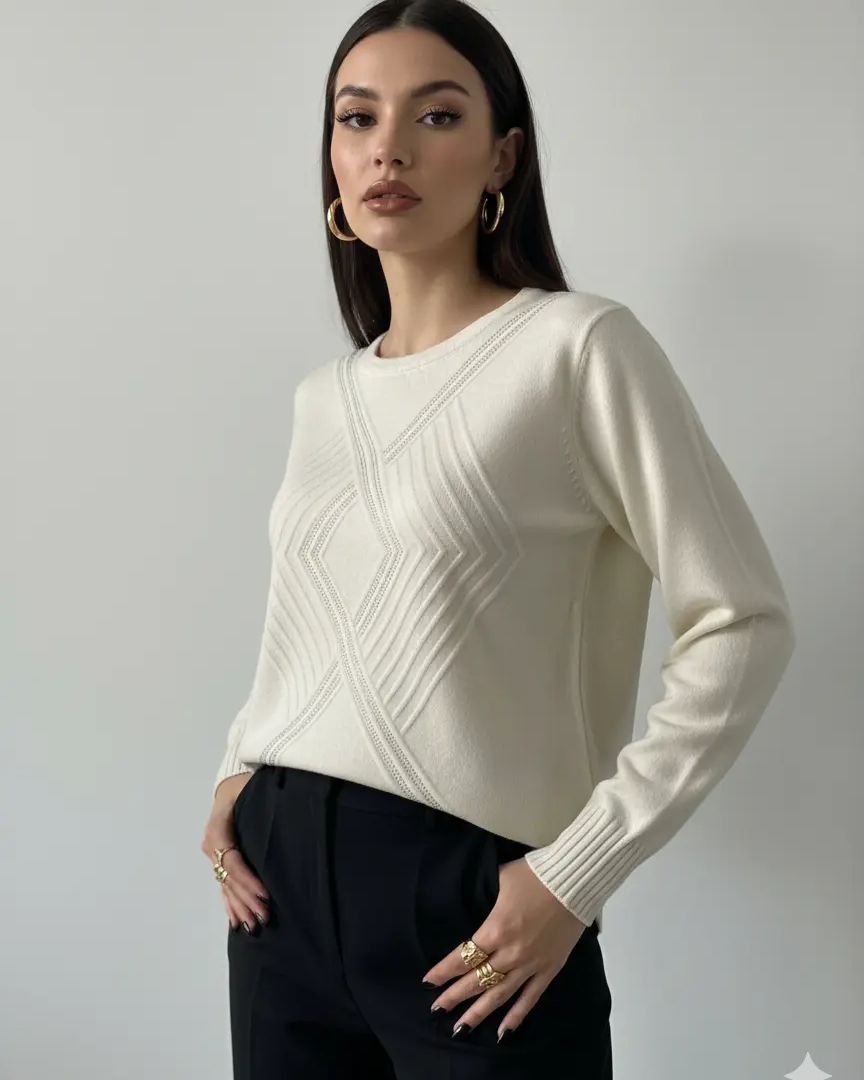 Maglia girocollo con applicazioni frontali DORABELLA