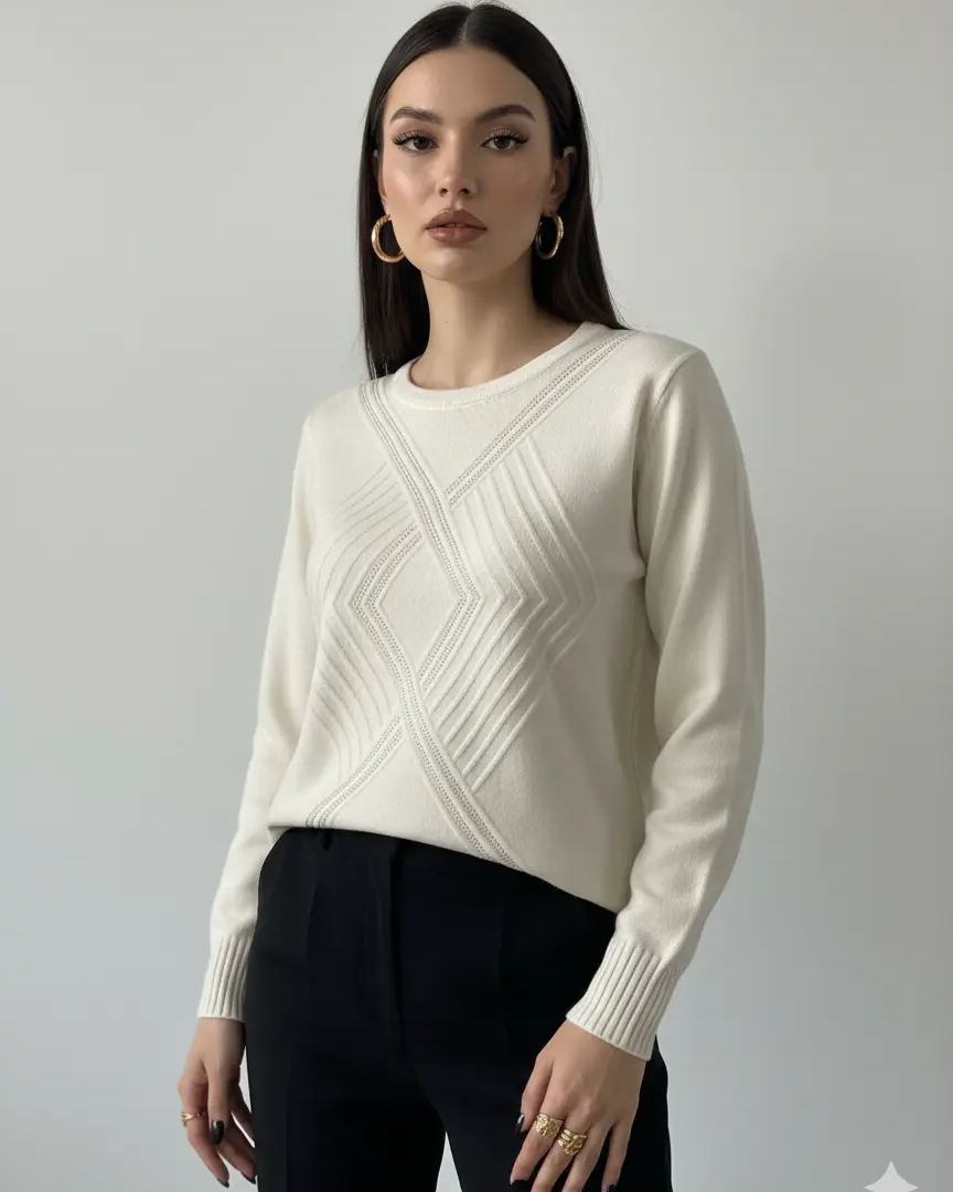 Maglia girocollo con applicazioni frontali DORABELLA