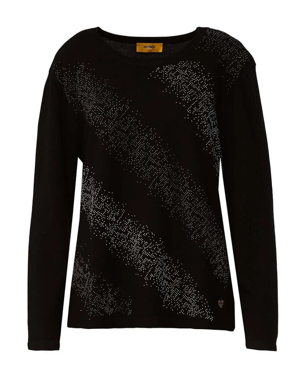 Maglia girocollo con applicazioni strass frontali NERO DORABELLA PIU' XXXL