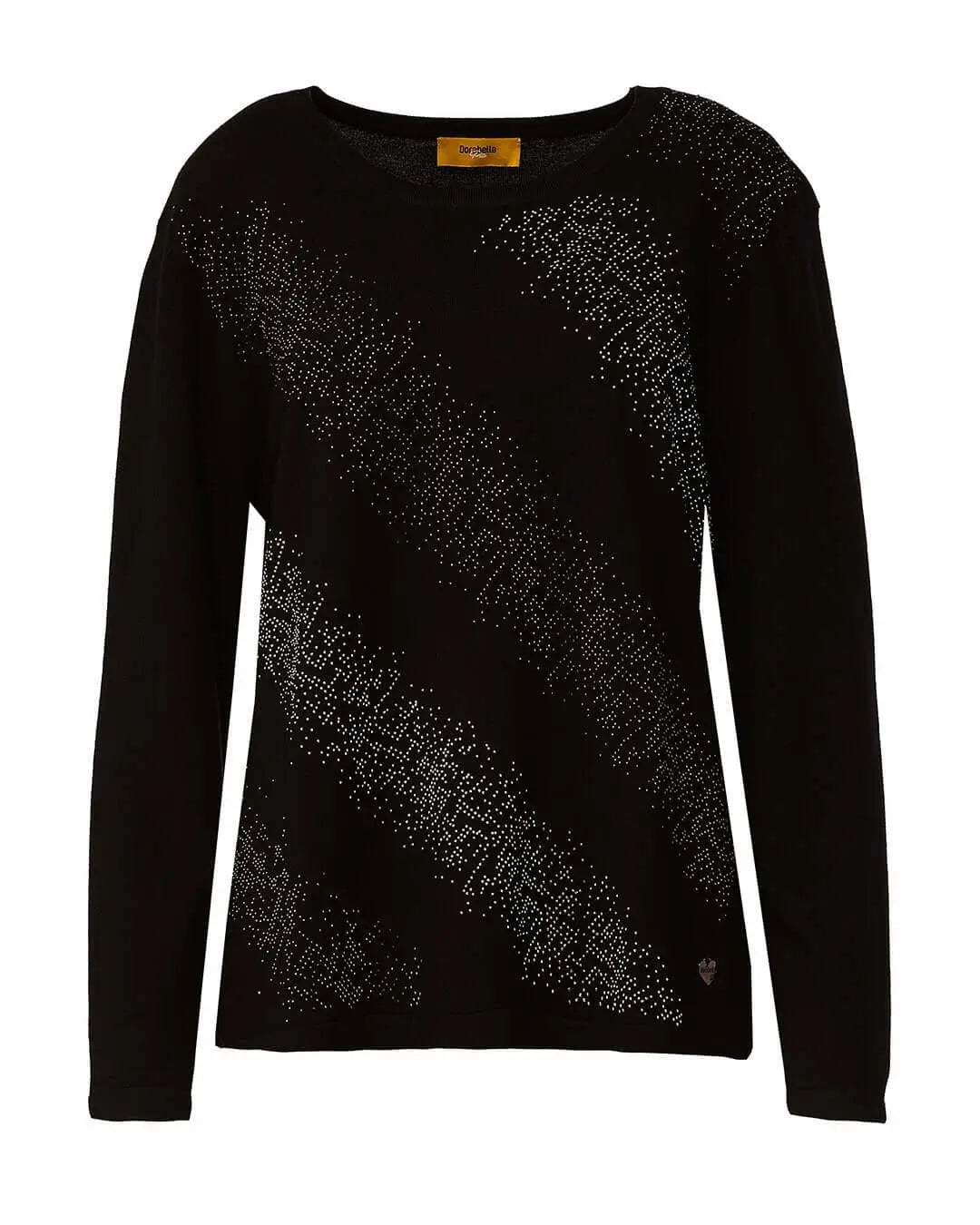 Maglia girocollo con applicazioni strass frontali NERO DORABELLA PIU' XXXL
