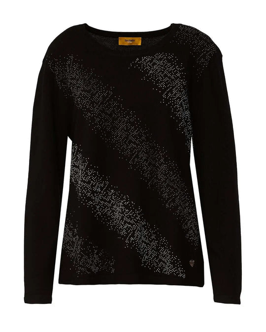 Maglia girocollo con applicazioni strass frontali NERO DORABELLA PIU' XXXL