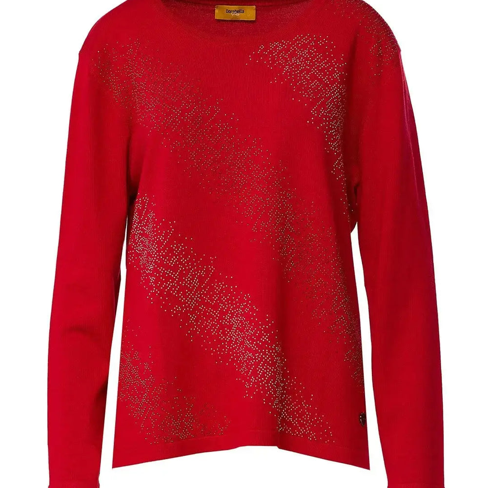 Maglia girocollo con applicazioni strass frontali RIBES DORABELLA PIU' XXXL