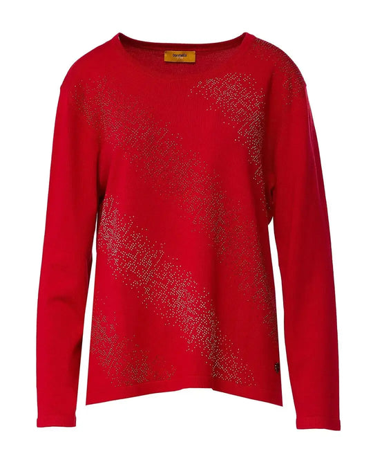 Maglia girocollo con applicazioni strass frontali RIBES DORABELLA PIU' XXXL