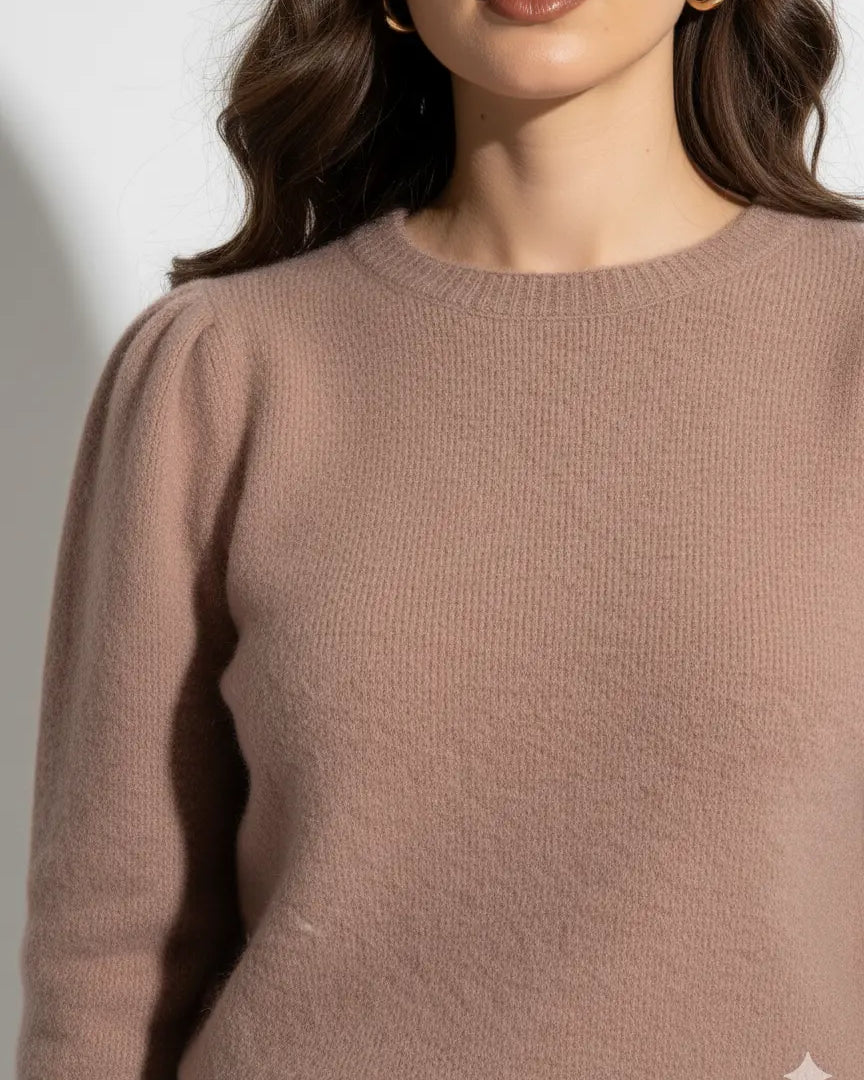 Maglia girocollo con arriccio spalla in misto baby alpaca UNICA by Ironica