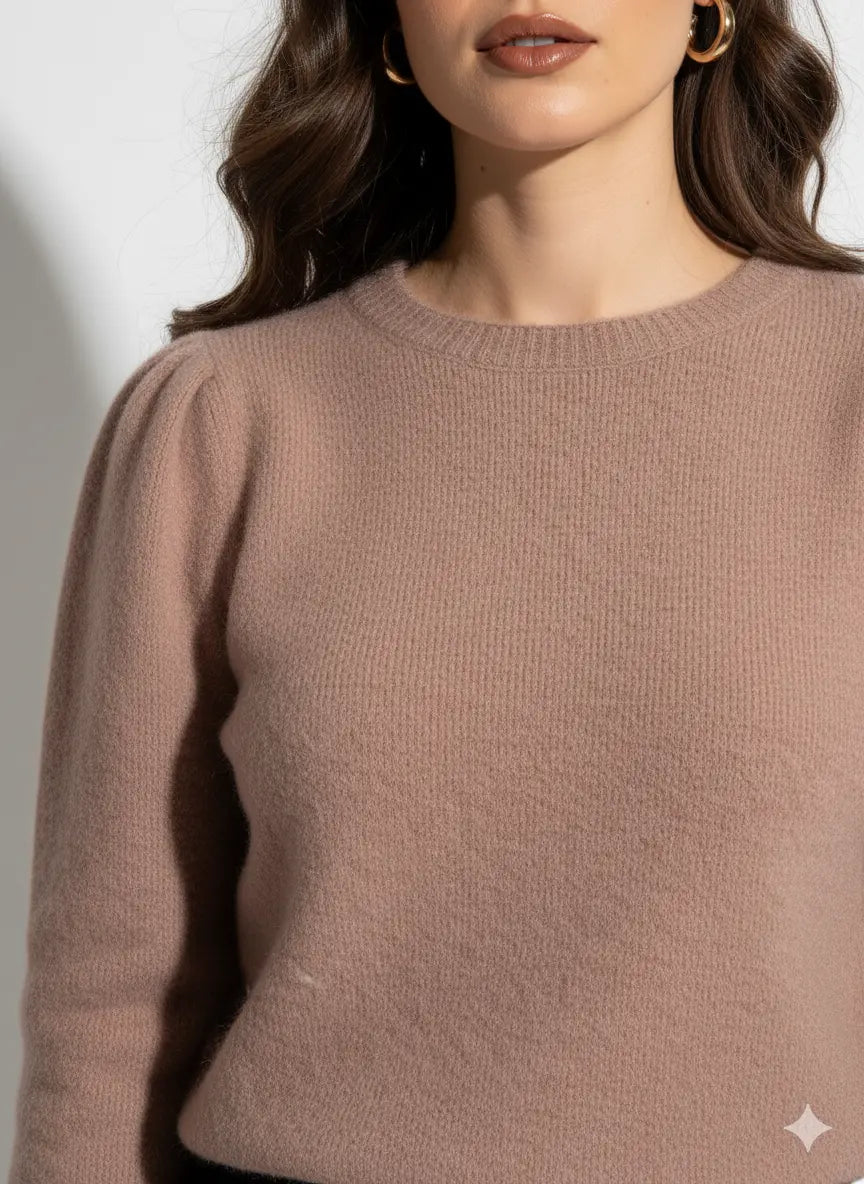 Maglia girocollo con arriccio spalla in misto baby alpaca UNICA by Ironica