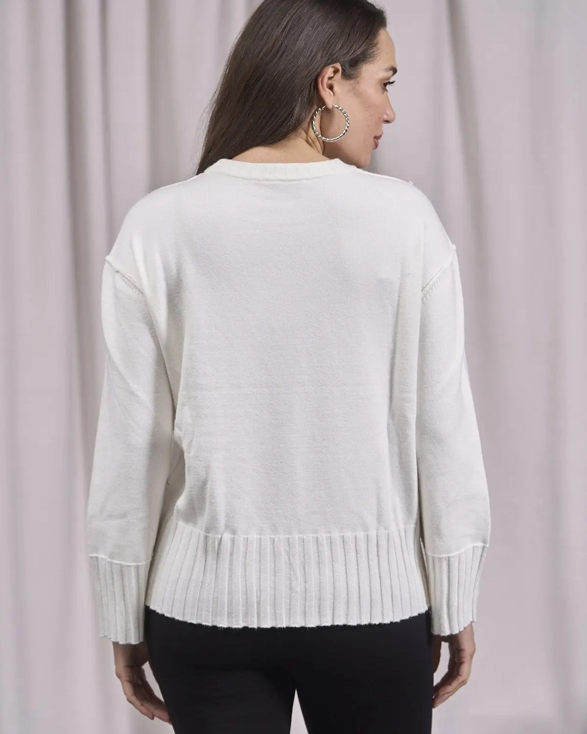 Maglia girocollo con bordi a costine larghe OFF WHITE IRONICA