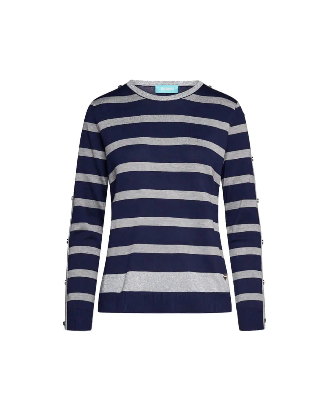 Maglia girocollo con bottoni alle maniche BLU DORABELLA