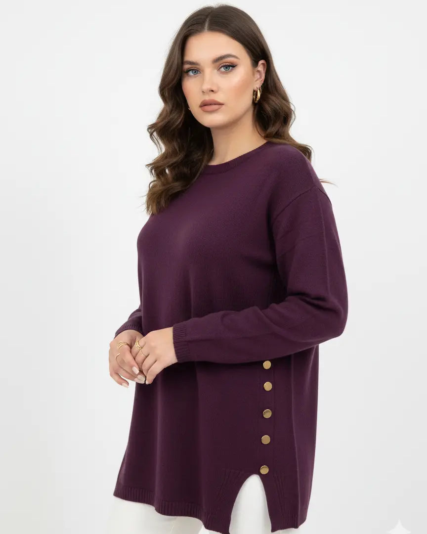 Maglia girocollo con bottoni decorativi DORABELLA PIU'