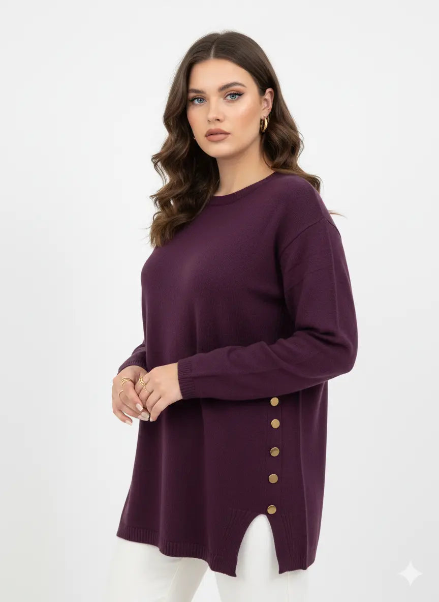 Maglia girocollo con bottoni decorativi DORABELLA PIU'