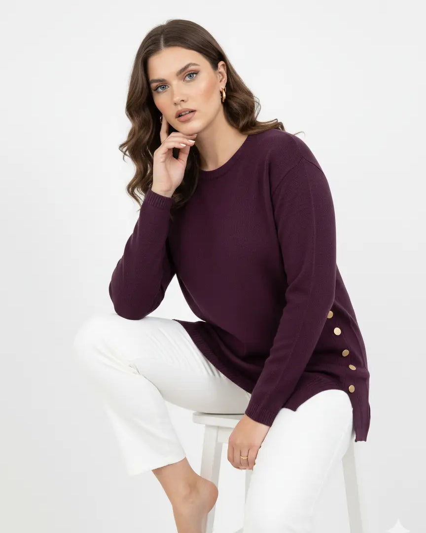 Maglia girocollo con bottoni decorativi DORABELLA PIU'