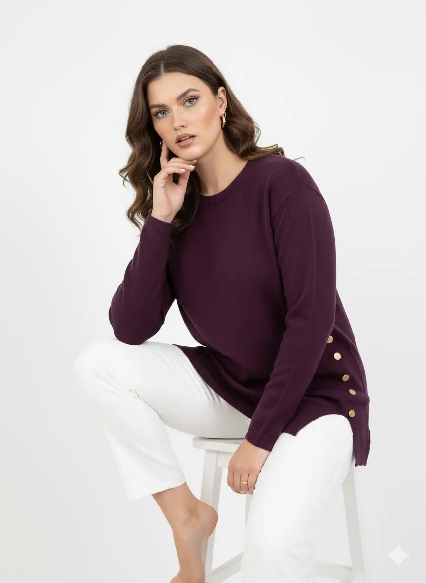 Maglia girocollo con bottoni decorativi DORABELLA PIU'