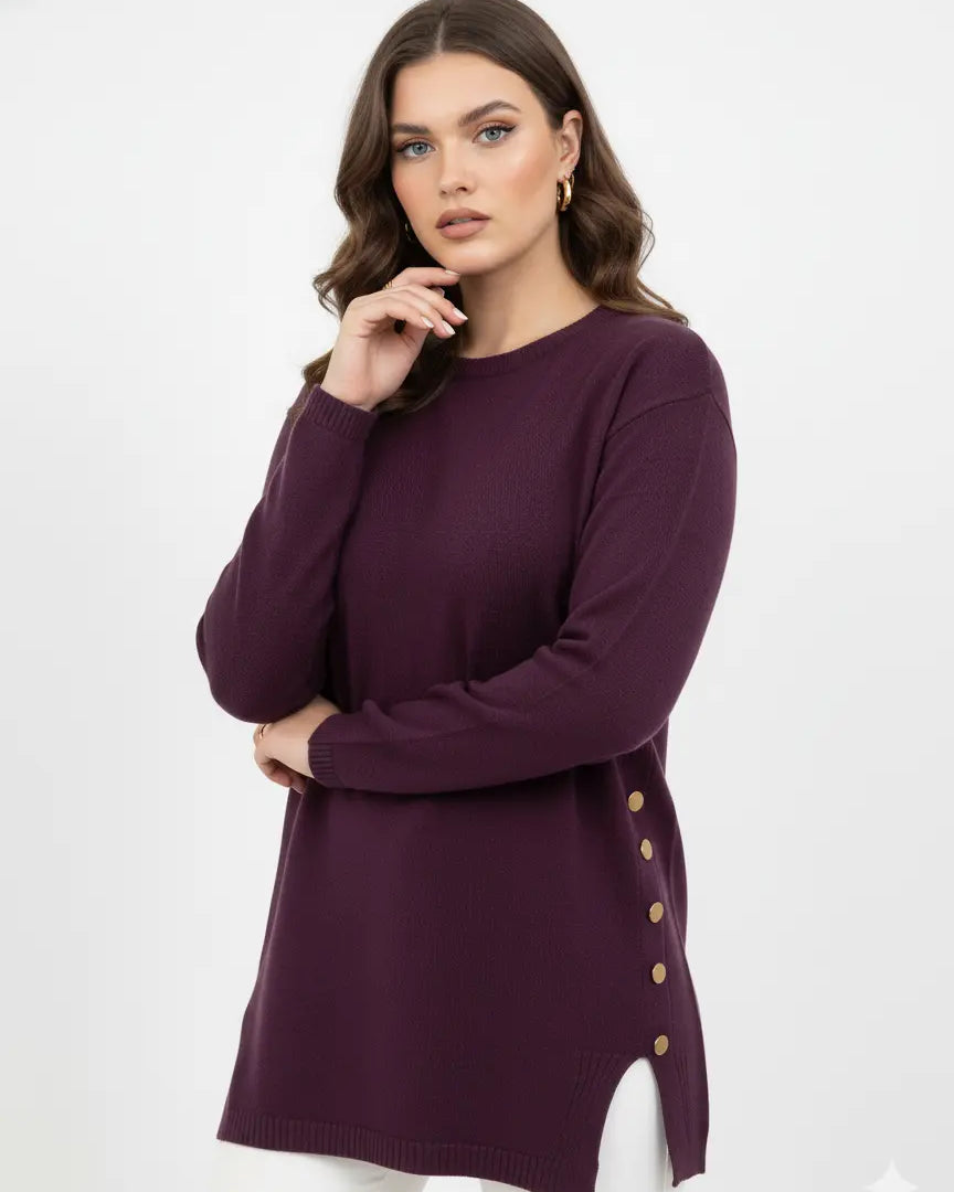 Maglia girocollo con bottoni decorativi DORABELLA PIU'