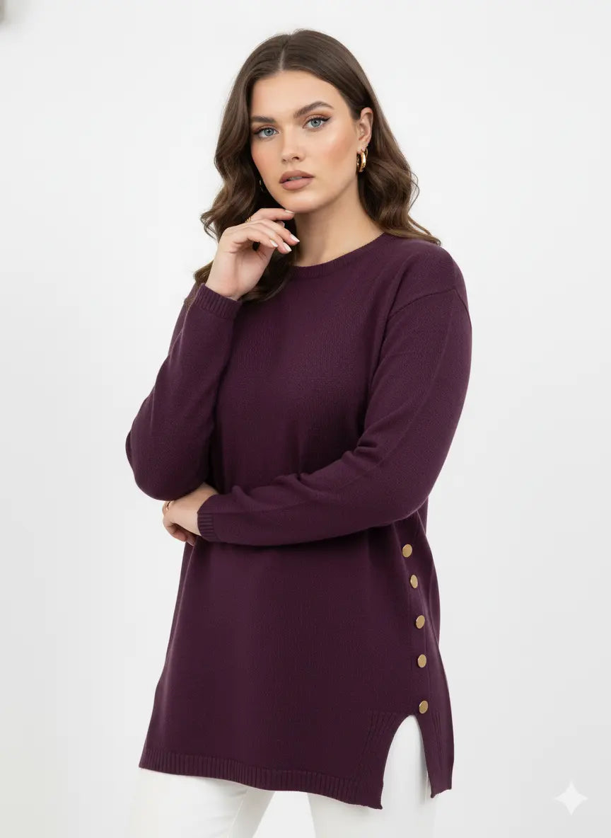 Maglia girocollo con bottoni decorativi DORABELLA PIU'