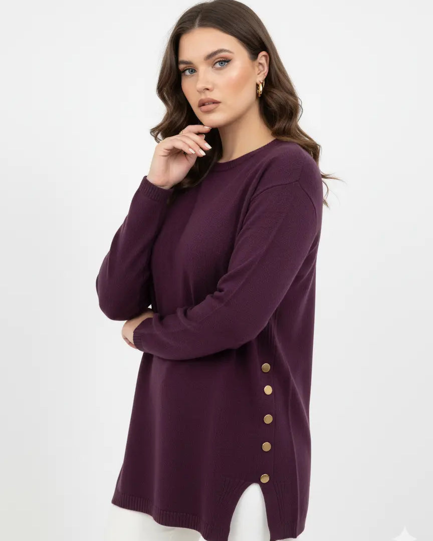 Maglia girocollo con bottoni decorativi DORABELLA PIU'