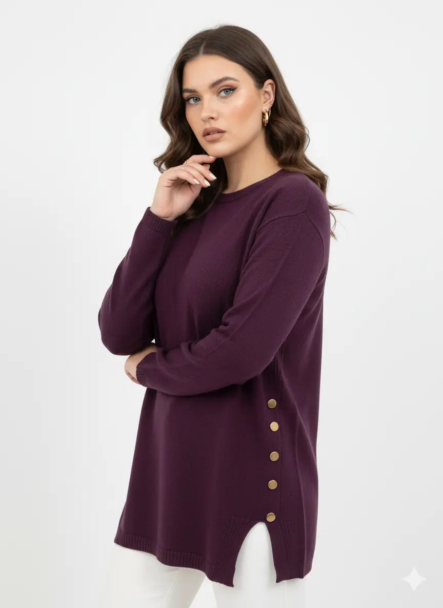 Maglia girocollo con bottoni decorativi DORABELLA PIU'