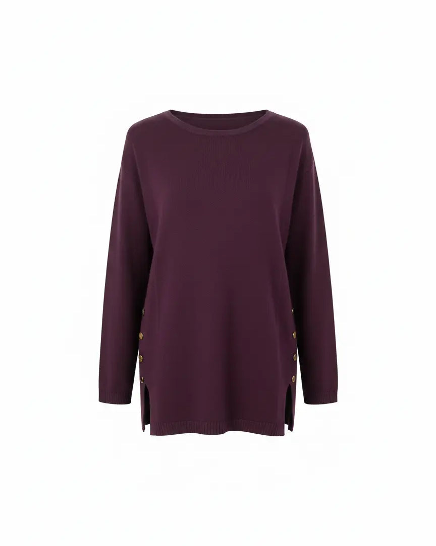 Maglia girocollo con bottoni decorativi DORABELLA PIU' XL (45) / Malva