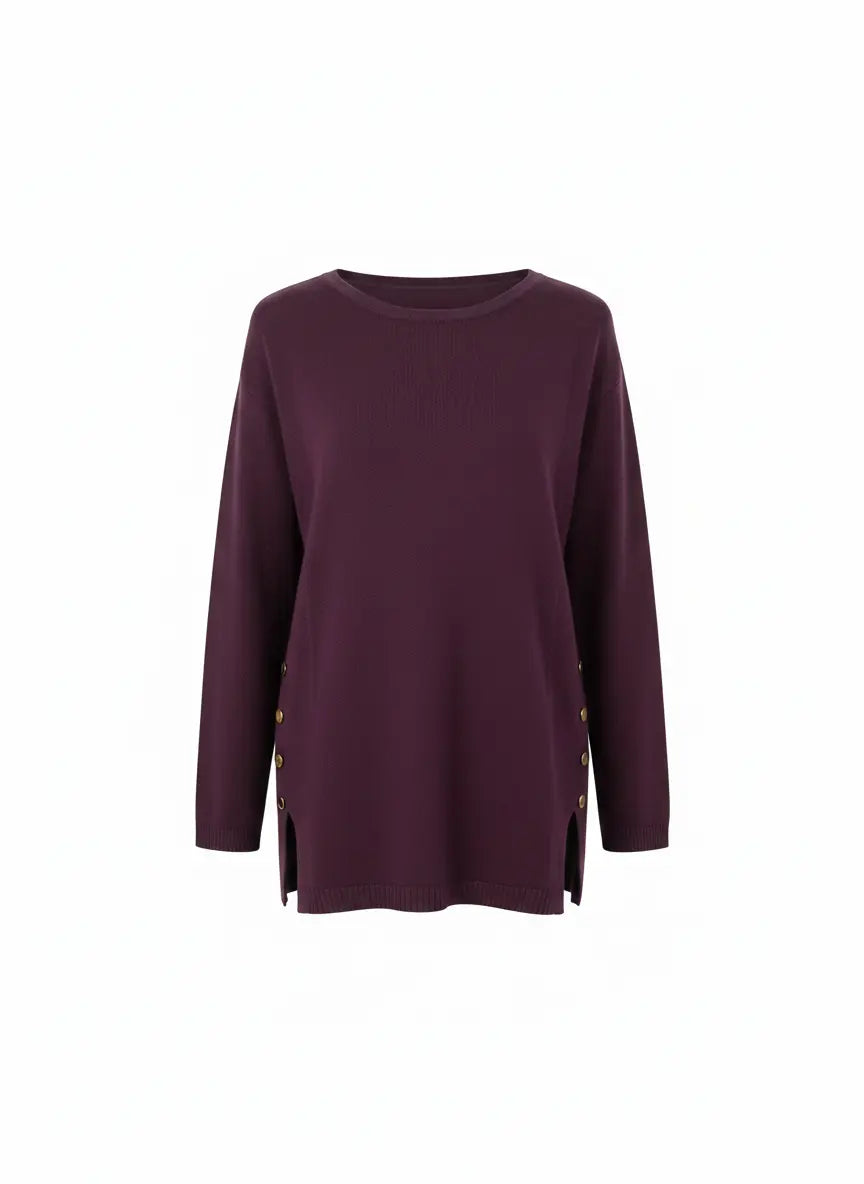 Maglia girocollo con bottoni decorativi DORABELLA PIU' XL (45) / Malva