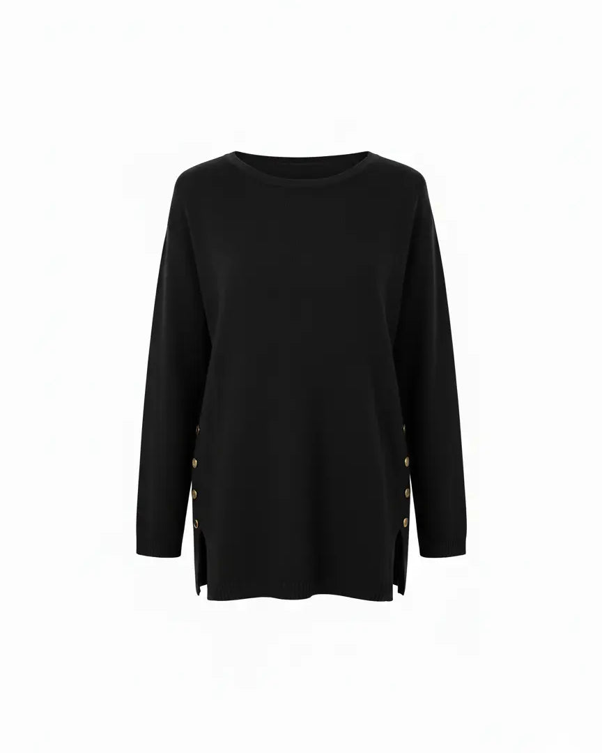 Maglia girocollo con bottoni decorativi DORABELLA PIU' XL (45) / Nero