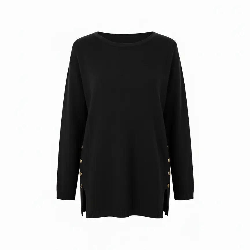 Maglia girocollo con bottoni decorativi DORABELLA PIU' XL (45) / Nero