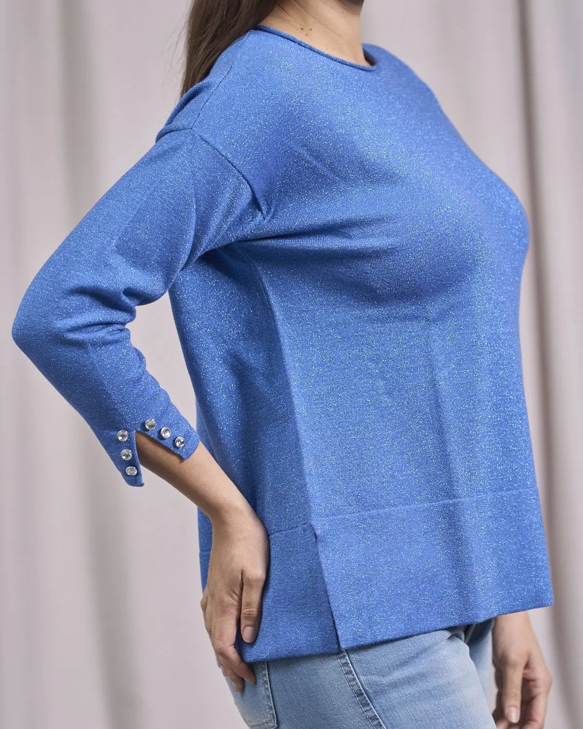 Maglia girocollo con bottoni e costine al fondo CARTA DA ZUCCHERO IRONICA