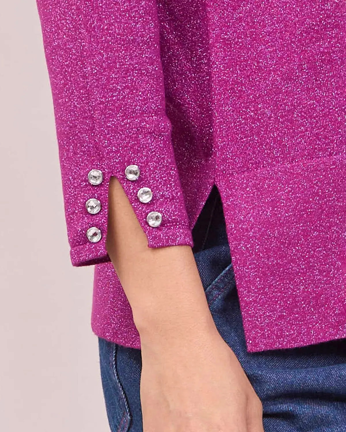 Maglia girocollo con bottoni e costine al fondo MAGENTA IRONICA