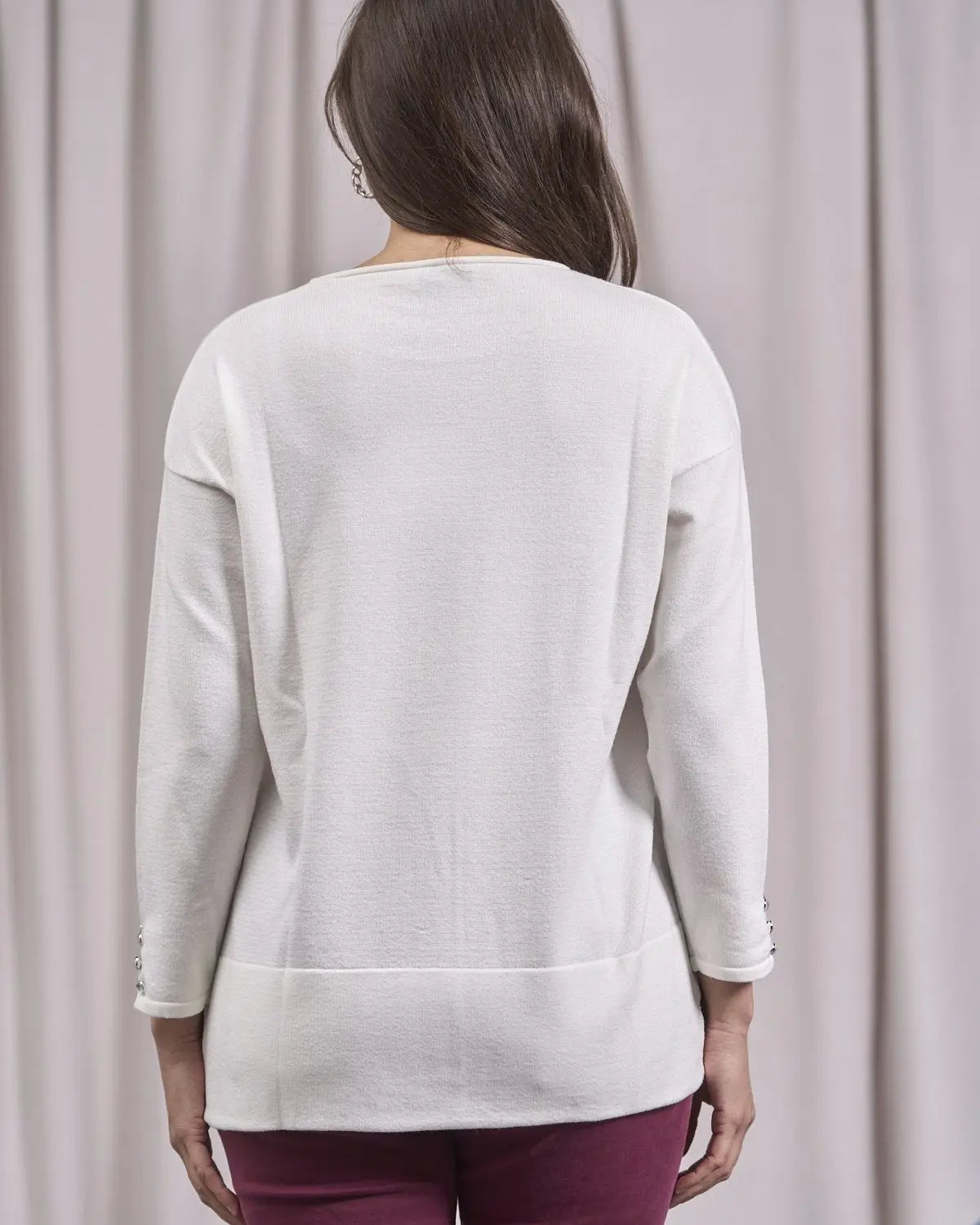 Maglia girocollo con bottoni e costine al fondo OFF WHITE IRONICA