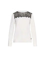 Maglia girocollo con carrè con inserto in pizzo OFF WHITE DORABELLA