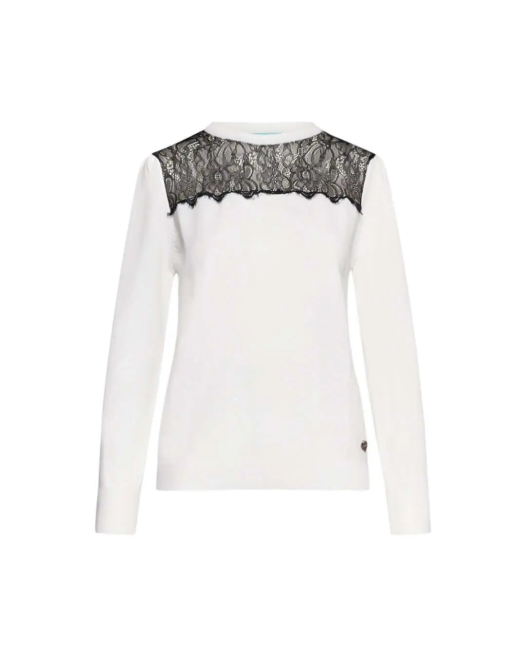 Maglia girocollo con carrè con inserto in pizzo OFF WHITE DORABELLA