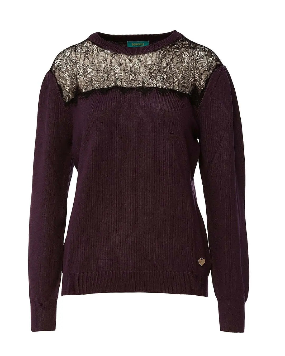 Maglia girocollo con carrè con inserto in pizzo PRUGNA DORABELLA