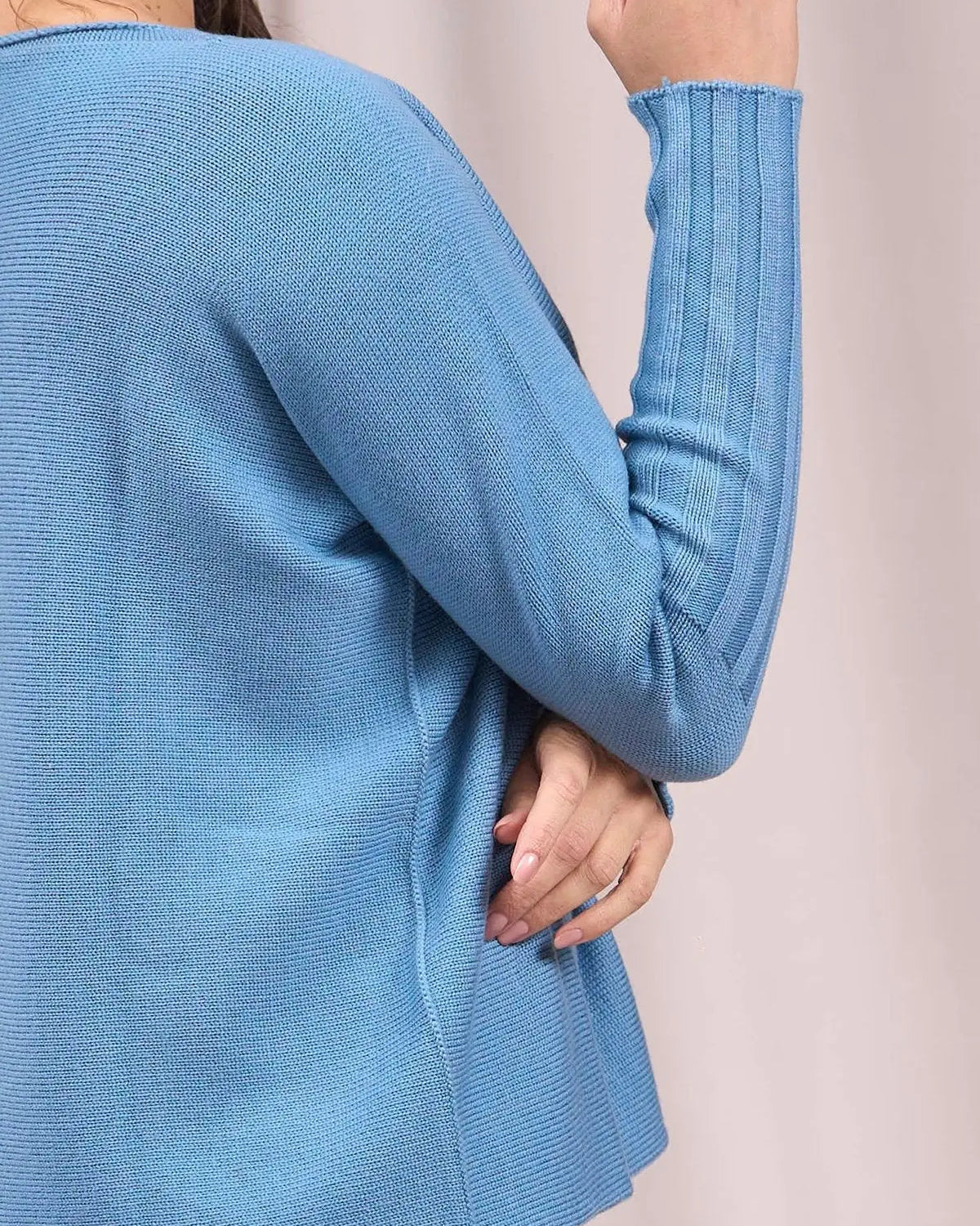 Maglia girocollo con coste alte alle maniche DENIM IRONICA