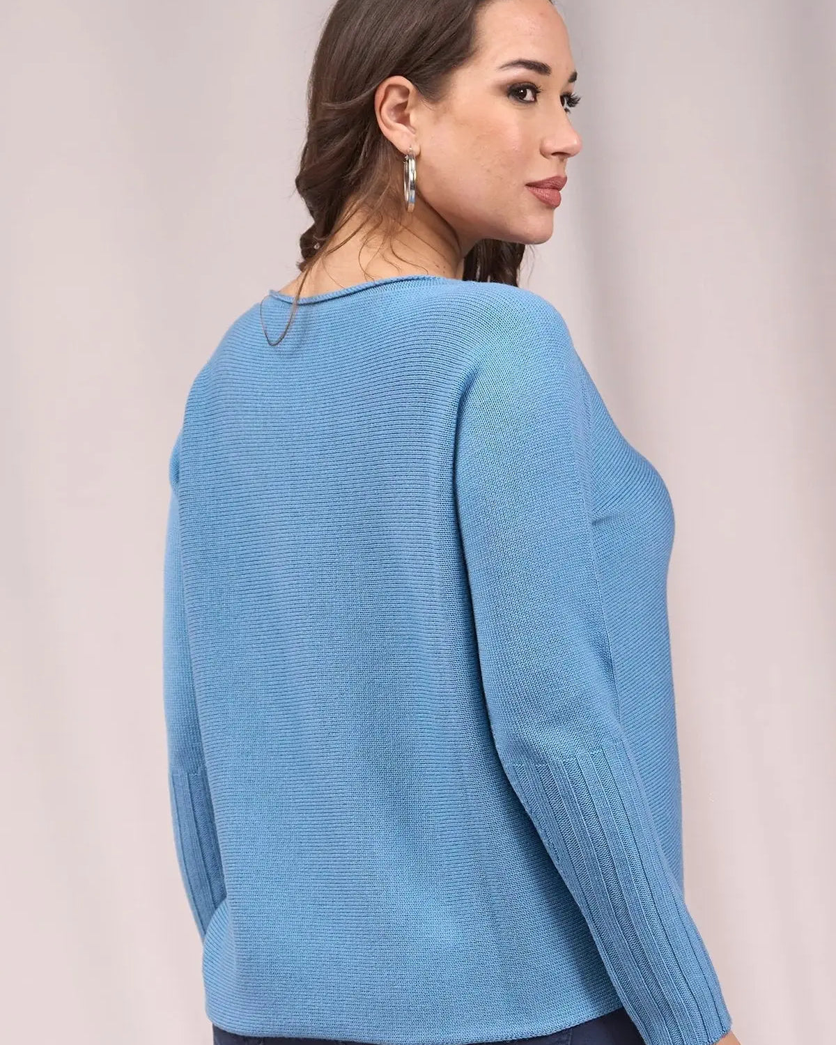 Maglia girocollo con coste alte alle maniche DENIM IRONICA