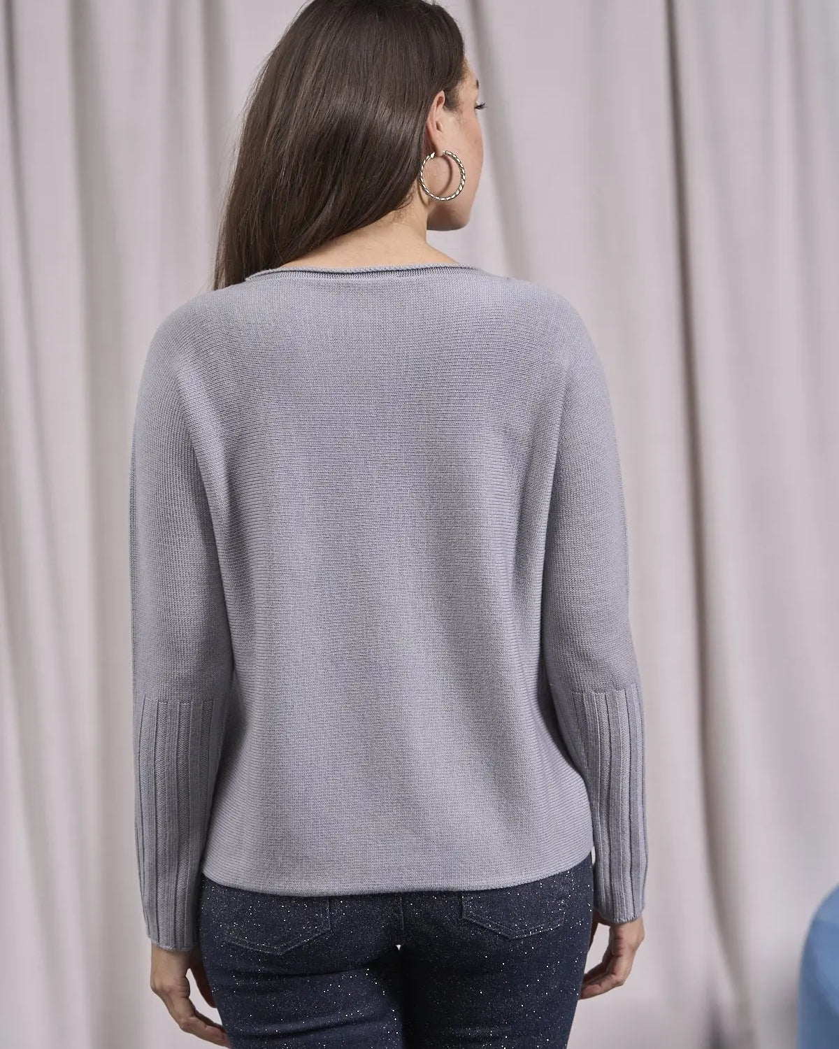 Maglia girocollo con coste alte alle maniche GRIGIO CHIARO IRONICA