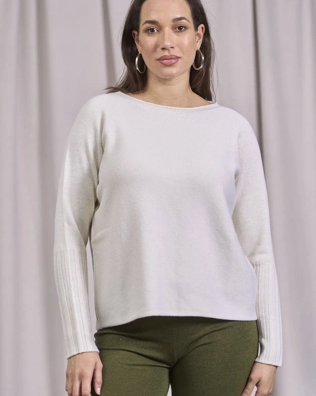 Maglia girocollo con coste alte alle maniche OFF WHITE IRONICA