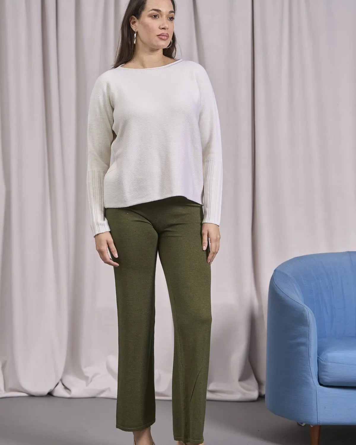 Maglia girocollo con coste alte alle maniche OFF WHITE IRONICA