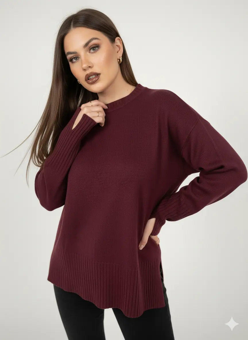 Maglia girocollo con costina alta al fondo DORABELLA PIU'