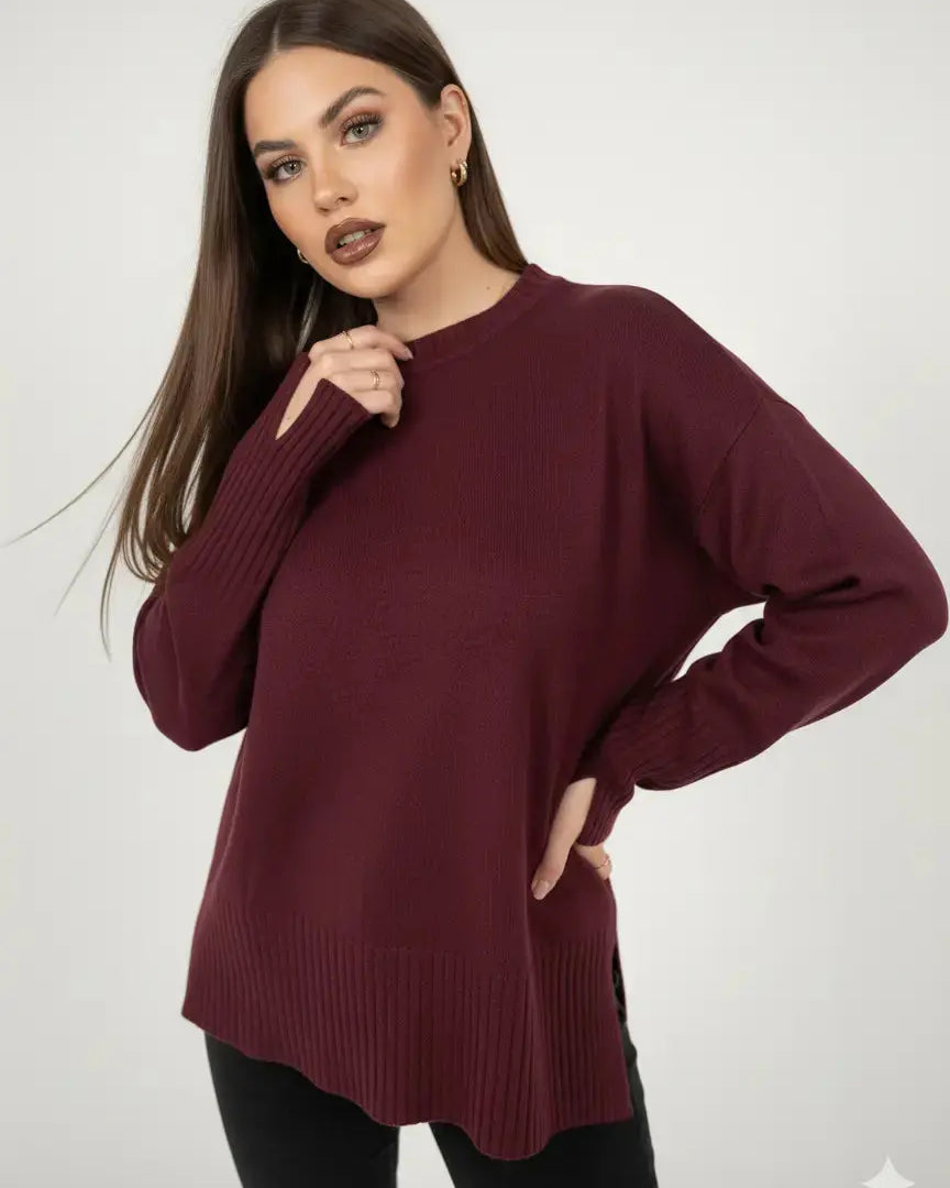 Maglia girocollo con costina alta al fondo DORABELLA PIU'