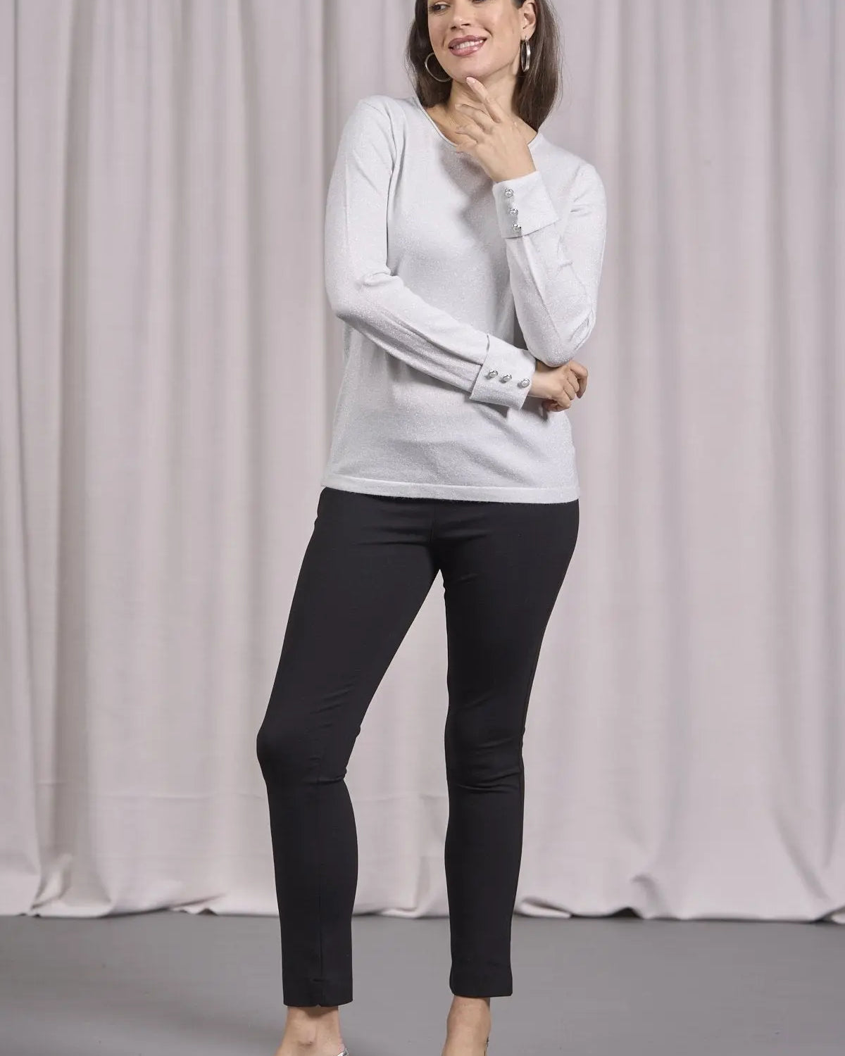 Maglia girocollo con decorazione strass PERLA DORABELLA