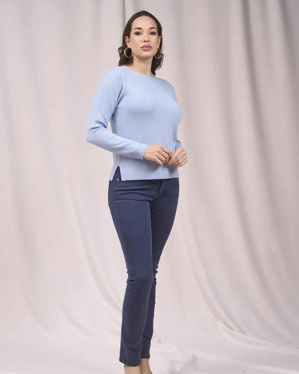 Maglia girocollo con dettagli a coste larghe CELESTE IRONICA