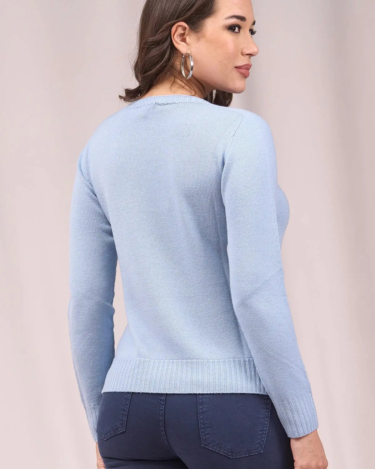 Maglia girocollo con dettagli a coste larghe CELESTE IRONICA