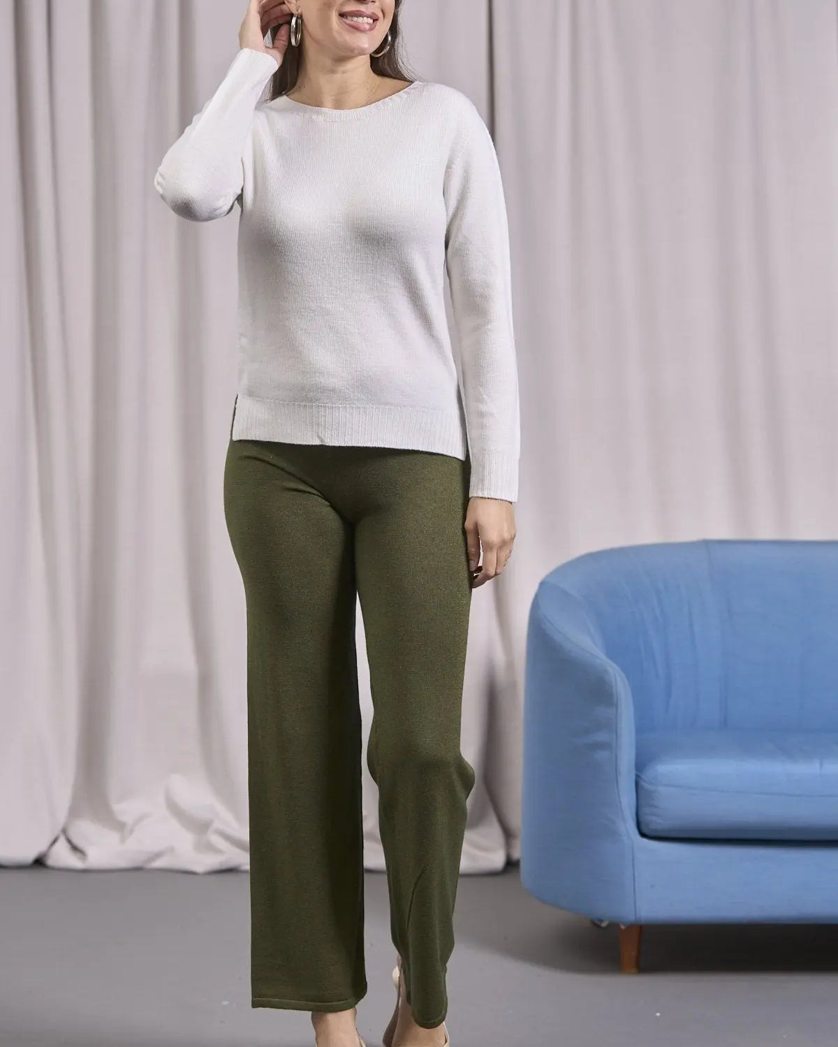 Maglia girocollo con dettagli a coste larghe OFF WHITE IRONICA