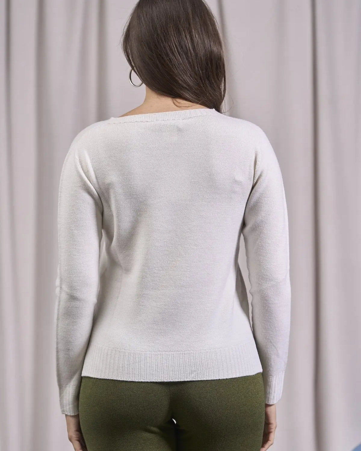 Maglia girocollo con dettagli a coste larghe OFF WHITE IRONICA