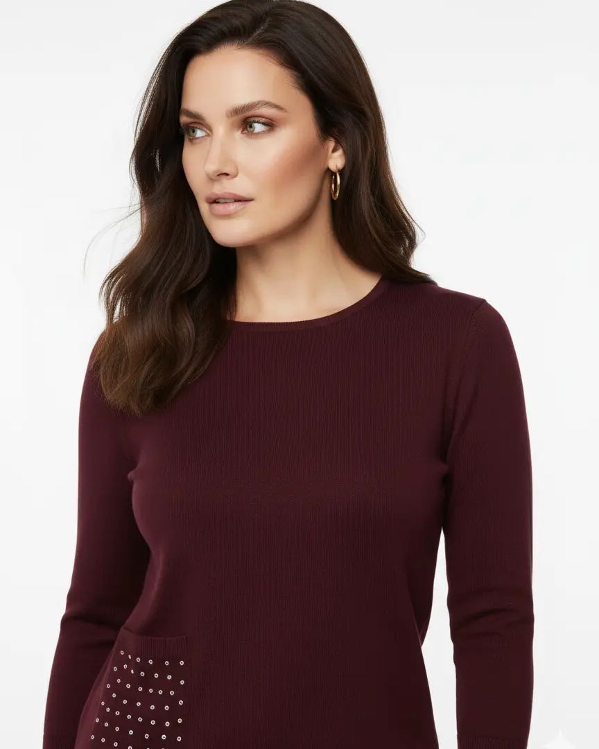 Maglia girocollo con dettagli in strass DORABELLA PIU'